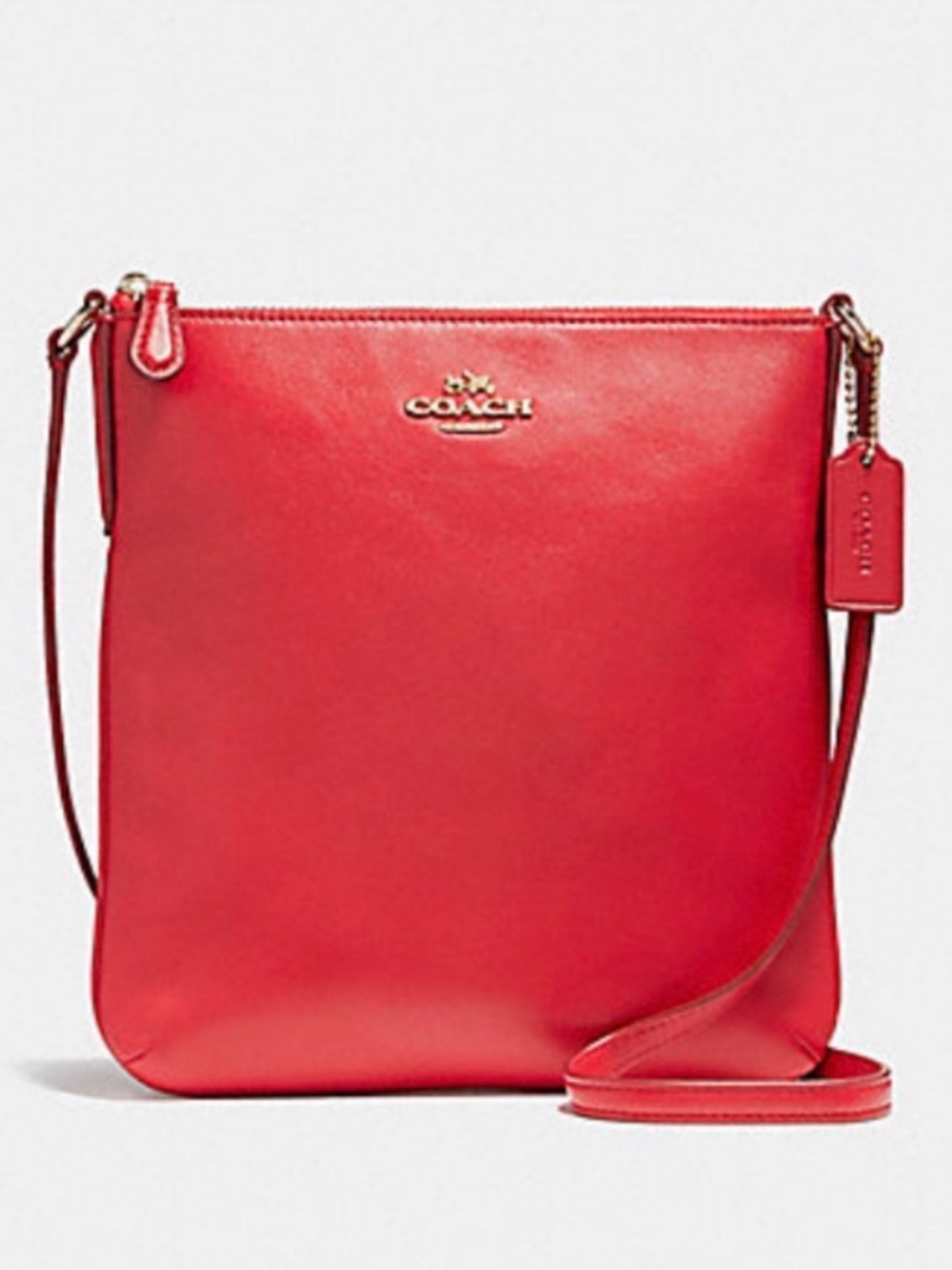 Coach Red Pebbled Leather Crossbody with Gold Logo